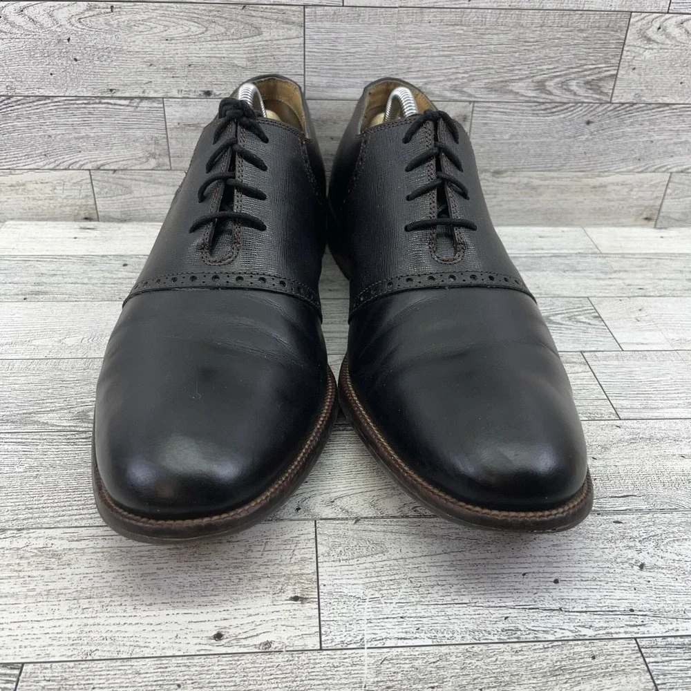 Cole Haan Williams Saddle Oxford Black Leather‎ Dress Shoes C14389 Men Size 11M